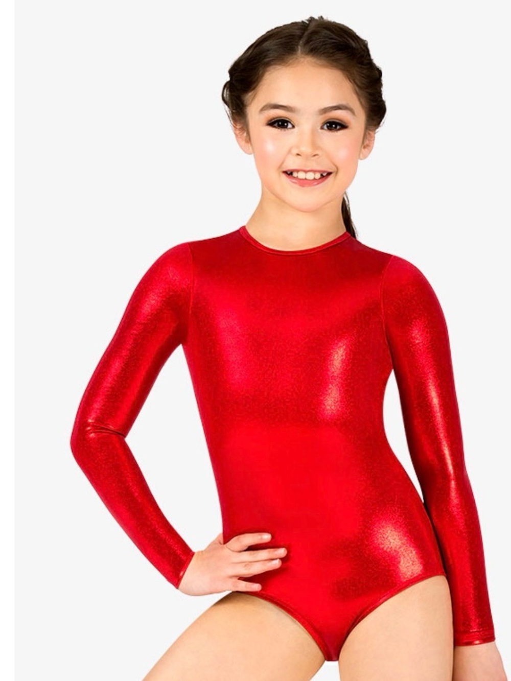 Double Platinum Girls Metallic Long Sleeve Leotard LIKE NEW